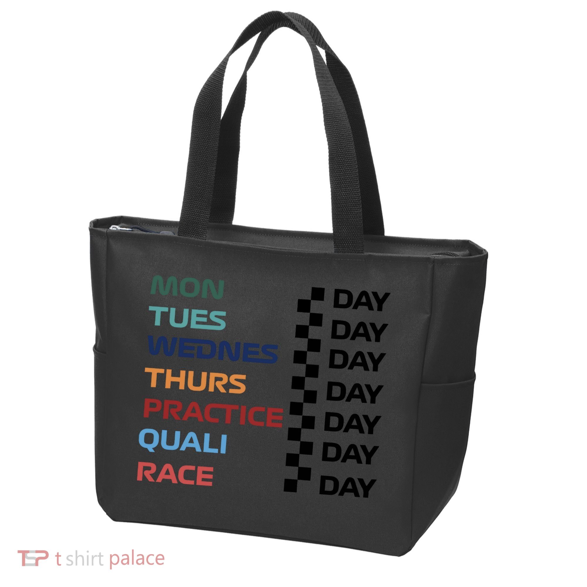 Mon Tues Wednes Thurs Practice Quali Race Day Tote Bag