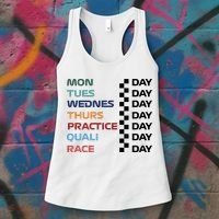 Mon Tues Wednes Thurs Practice Quali Race Day Women's Tank Top thumb 3