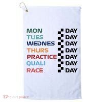 Mon Tues Wednes Thurs Practice Quali Race Day Golf Towel thumb 0