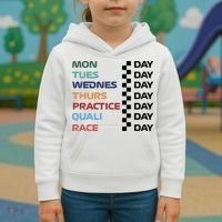 Mon Tues Wednes Thurs Practice Quali Race Day Kids Hoodie thumb 3
