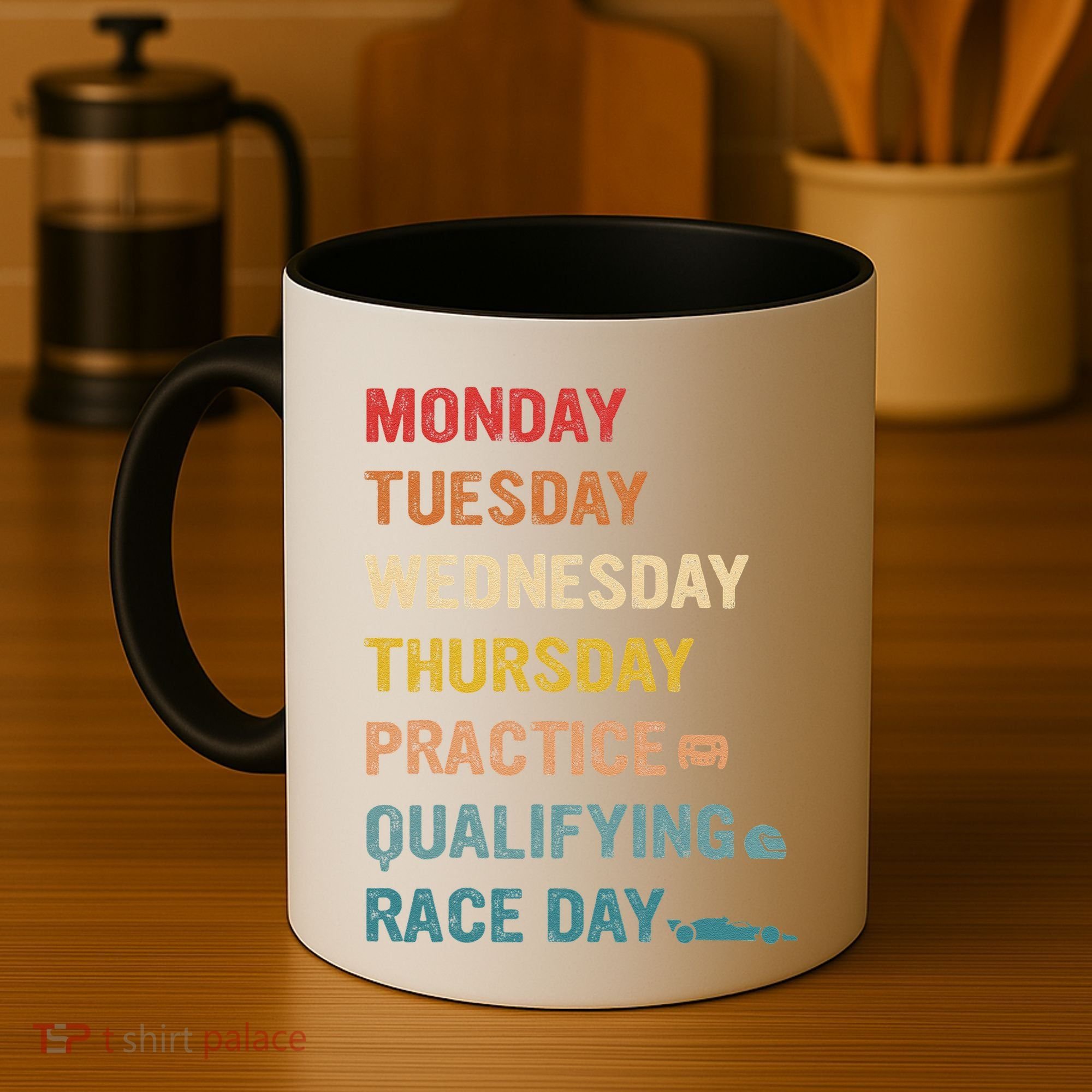 Mon Tue Wed Thu Practice Qualifying Race Day Coffee Mug