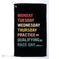 Mon Tue Wed Thu Practice Qualifying Race Day Golf Towel thumb 0