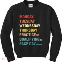 Mon Tue Wed Thu Practice Qualifying Race Day Kids Sweatshirt thumb 0
