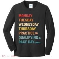 Mon Tue Wed Thu Practice Qualifying Race Day Kids Long Sleeve Shirt thumb 0