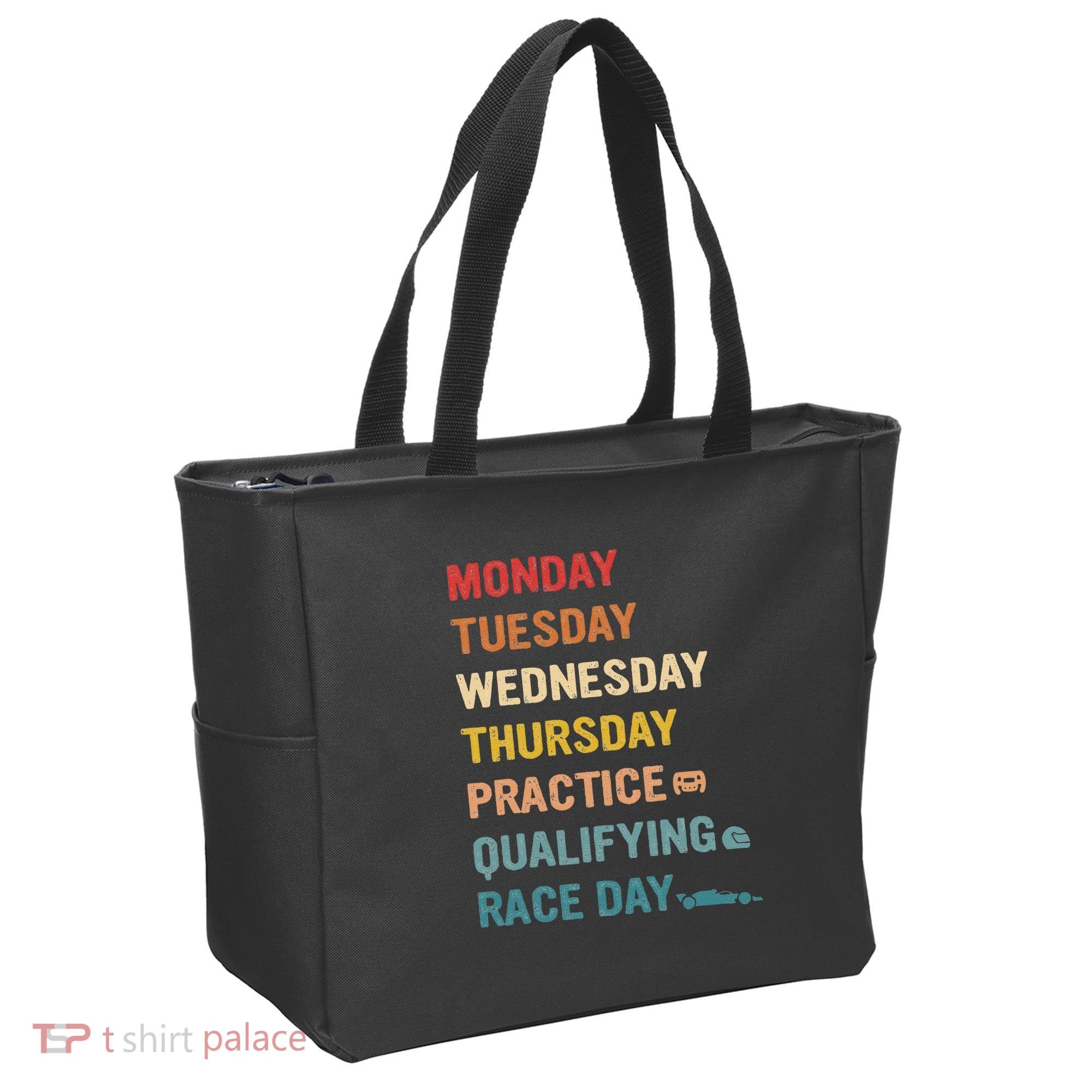 Mon Tue Wed Thu Practice Qualifying Race Day Tote Bag