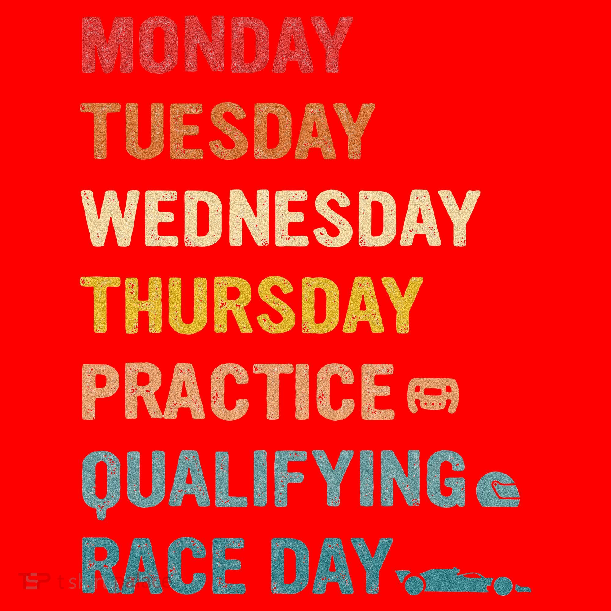 Mon Tue Wed Thu Practice Qualifying Race Day Santa Hat