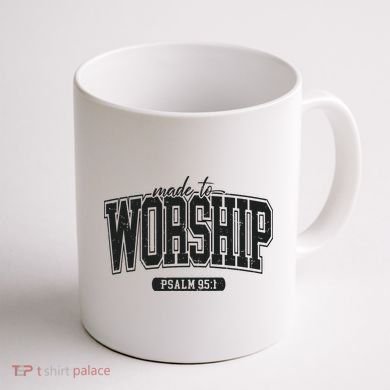Made To Worship Christian Coffee Mug back