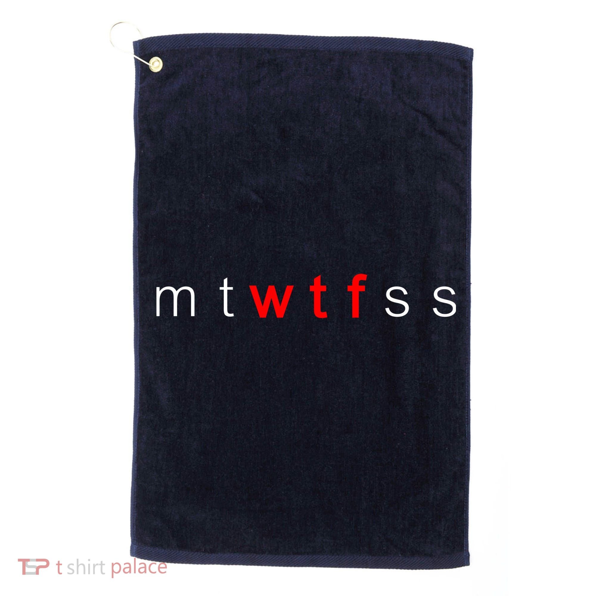 mtWTFss Days of the Week Red WTF Logo Golf Towel