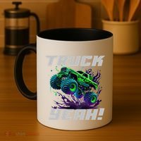 Monster Truck Yeah Cool Vaporwave Mud Splattered Green Blue Gift Coffee Mug thumb 4