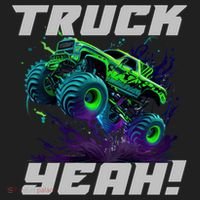 Monster Truck Yeah Cool Vaporwave Mud Splattered Green Blue Gift Beanie thumb 2