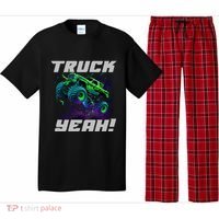 Monster Truck Yeah Cool Vaporwave Mud Splattered Green Blue Gift Pajama Set thumb 0