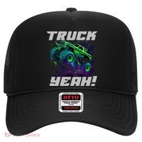 Monster Truck Yeah Cool Vaporwave Mud Splattered Green Blue Gift Hat thumb 0