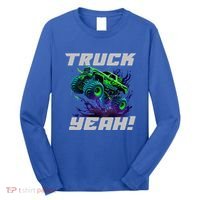 Monster Truck Yeah Cool Vaporwave Mud Splattered Green Blue Gift Long Sleeve Shirt thumb 0