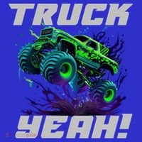 Monster Truck Yeah Cool Vaporwave Mud Splattered Green Blue Gift Apron thumb 3