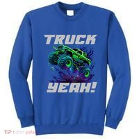 Monster Truck Yeah Cool Vaporwave Mud Splattered Green Blue Gift Sweatshirt thumb 0