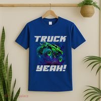Monster Truck Yeah Cool Vaporwave Mud Splattered Green Blue Gift T-Shirt thumb 2
