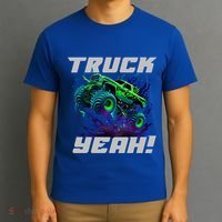 Monster Truck Yeah Cool Vaporwave Mud Splattered Green Blue Gift T-Shirt thumb 3