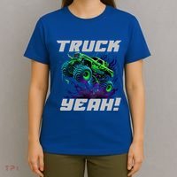 Monster Truck Yeah Cool Vaporwave Mud Splattered Green Blue Gift T-Shirt thumb 4