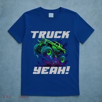 Monster Truck Yeah Cool Vaporwave Mud Splattered Green Blue Gift T-Shirt thumb 5