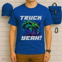 Monster Truck Yeah Cool Vaporwave Mud Splattered Green Blue Gift T-Shirt thumb 6