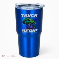 Monster Truck Yeah Cool Vaporwave Mud Splattered Green Blue Gift Tumbler thumb 0