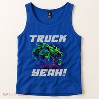 Monster Truck Yeah Cool Vaporwave Mud Splattered Green Blue Gift Tank Top thumb 2