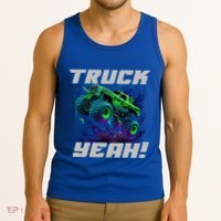 Monster Truck Yeah Cool Vaporwave Mud Splattered Green Blue Gift Tank Top thumb 3