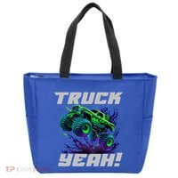 Monster Truck Yeah Cool Vaporwave Mud Splattered Green Blue Gift Tote Bag thumb 0