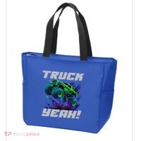 Monster Truck Yeah Cool Vaporwave Mud Splattered Green Blue Gift Tote Bag thumb 3