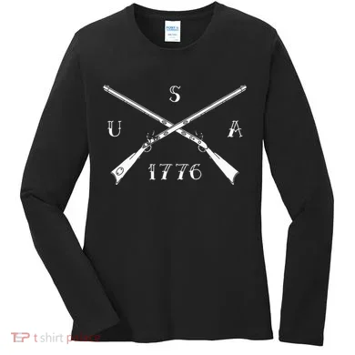 Muzzleloader Usa 1776 Flintlock Muzzleloading Rifle Women's Long Sleeve Shirt
