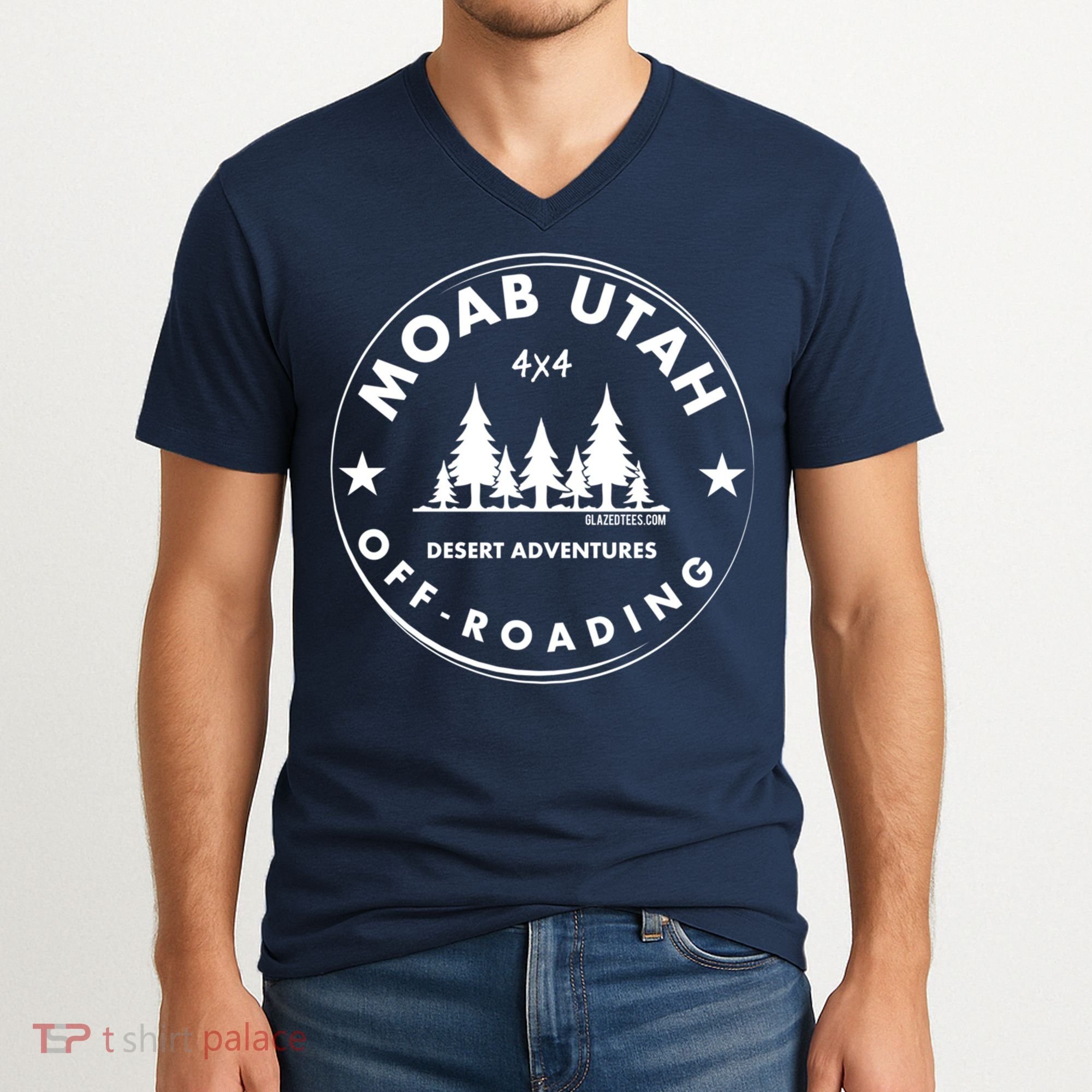 Moab Utah 4x4 Off Road Retro Adventures V-Neck T-Shirt