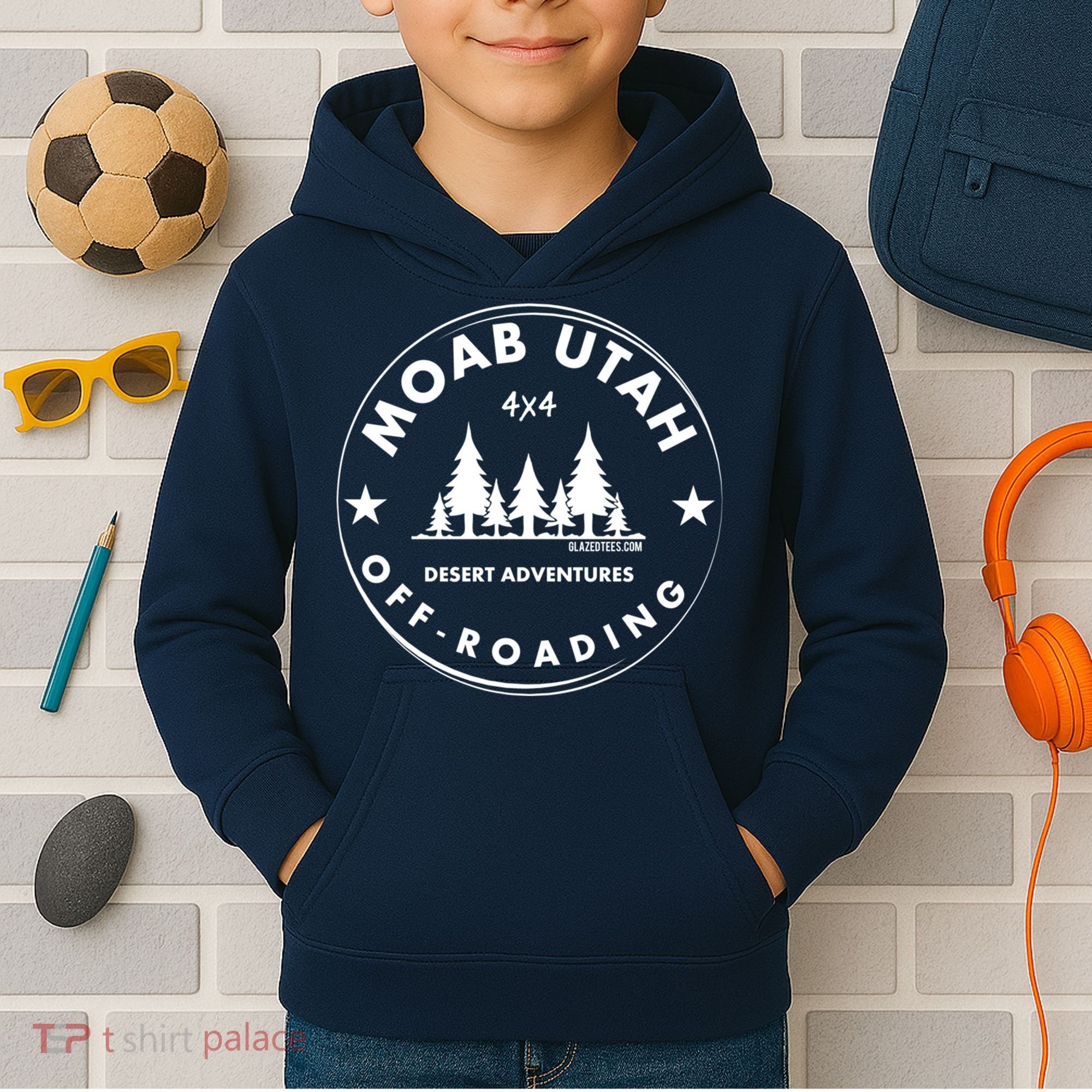 Moab Utah 4x4 Off Road Retro Adventures Kids Hoodie