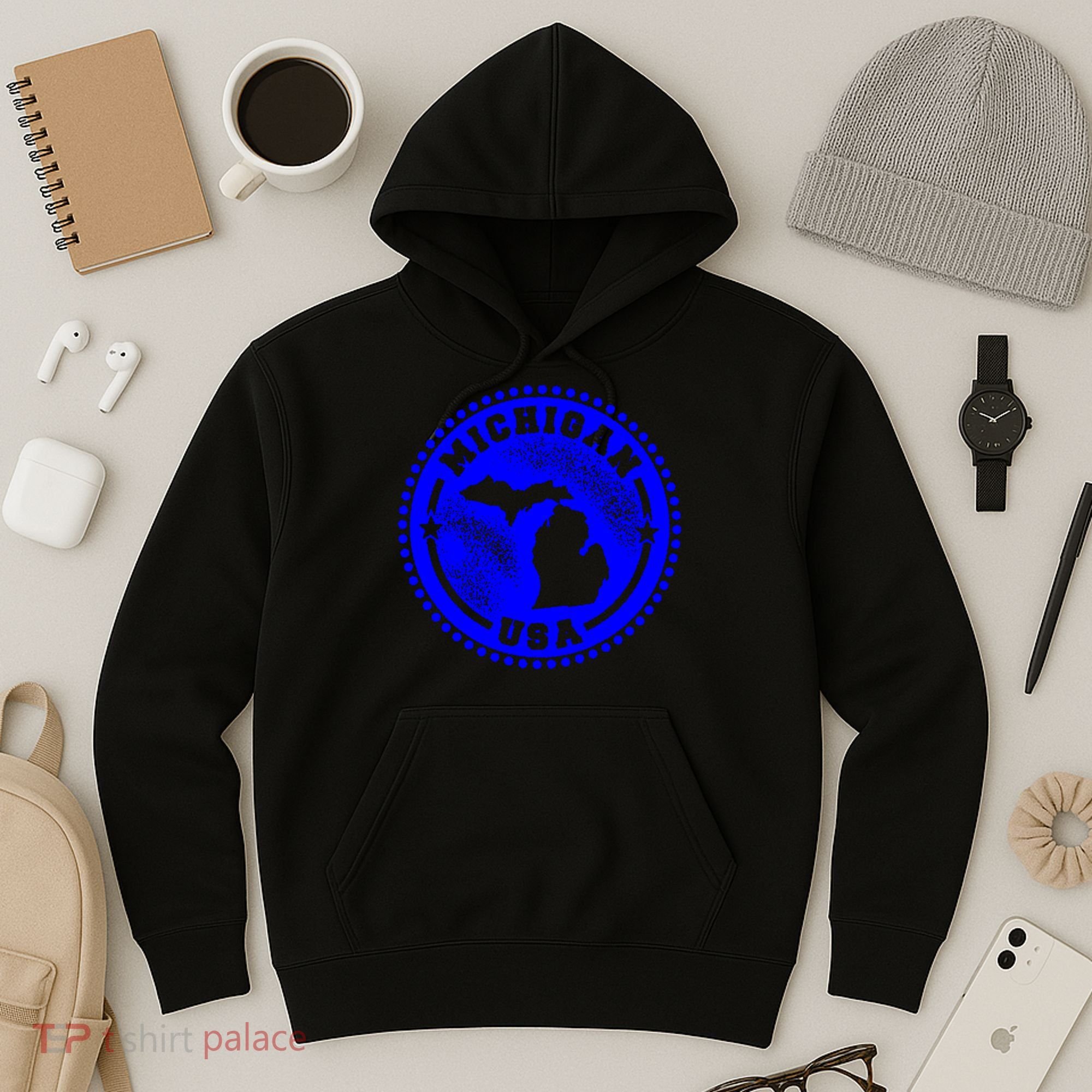 Michigan USA Blue Logo Hoodie