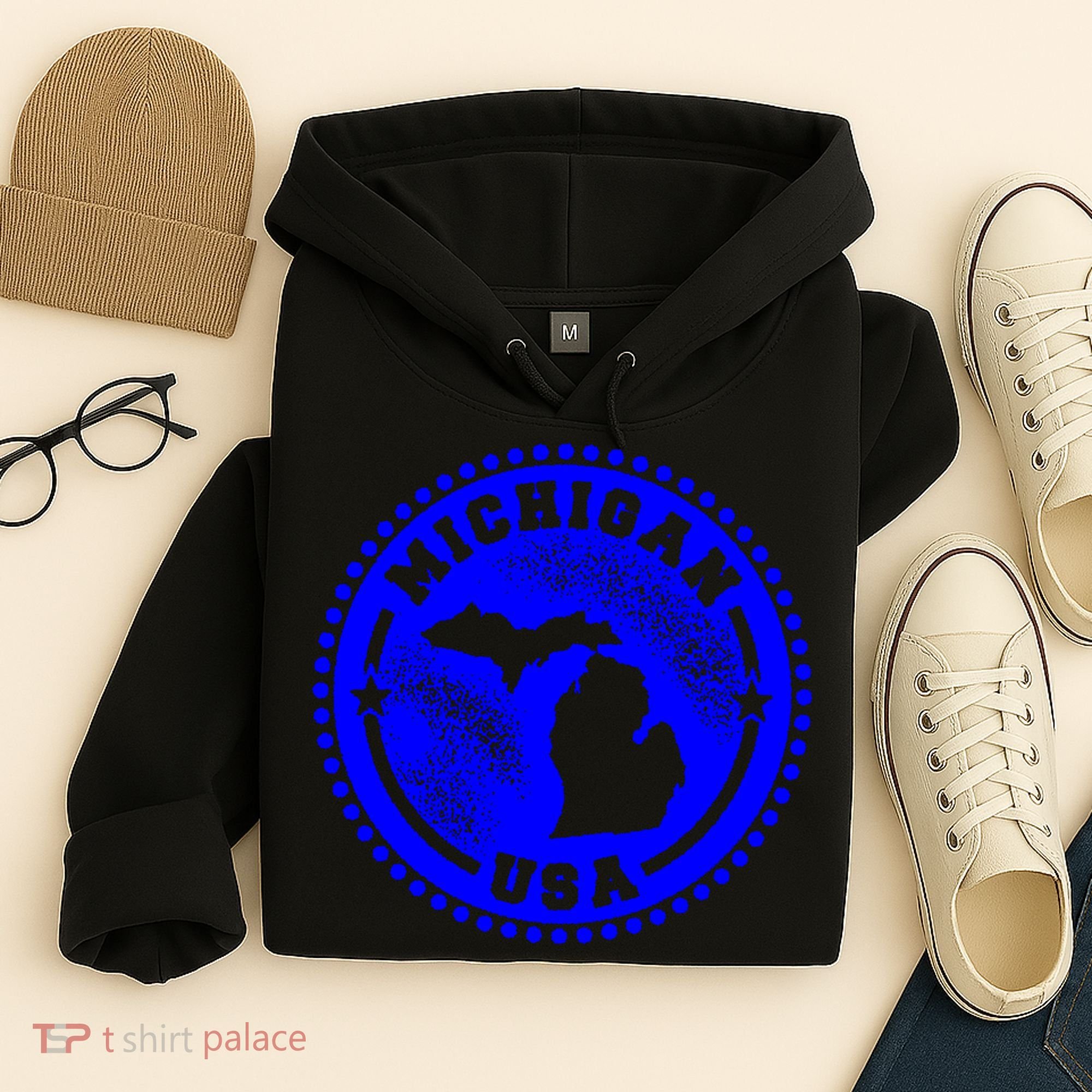 Michigan USA Blue Logo Hoodie