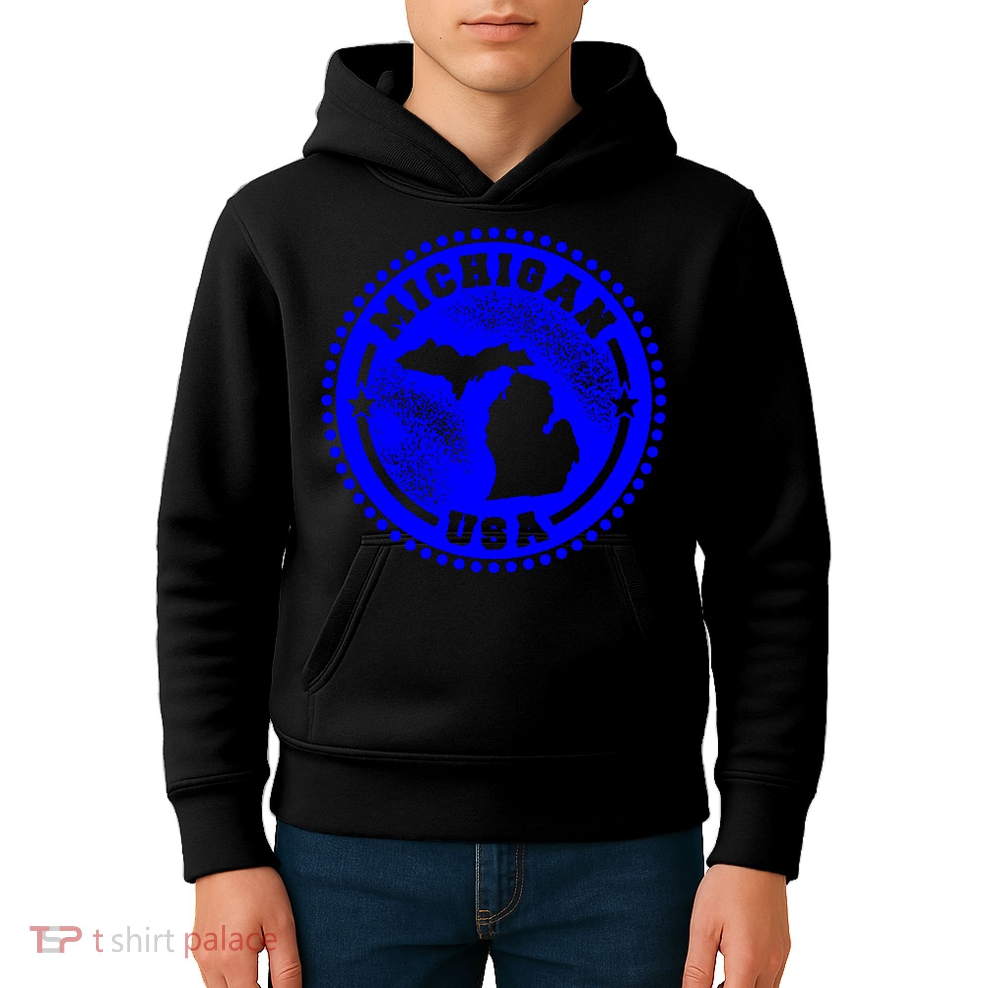Michigan USA Blue Logo Kids Hoodie