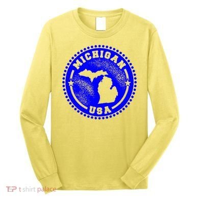 Michigan USA Blue Logo Long Sleeve Shirt