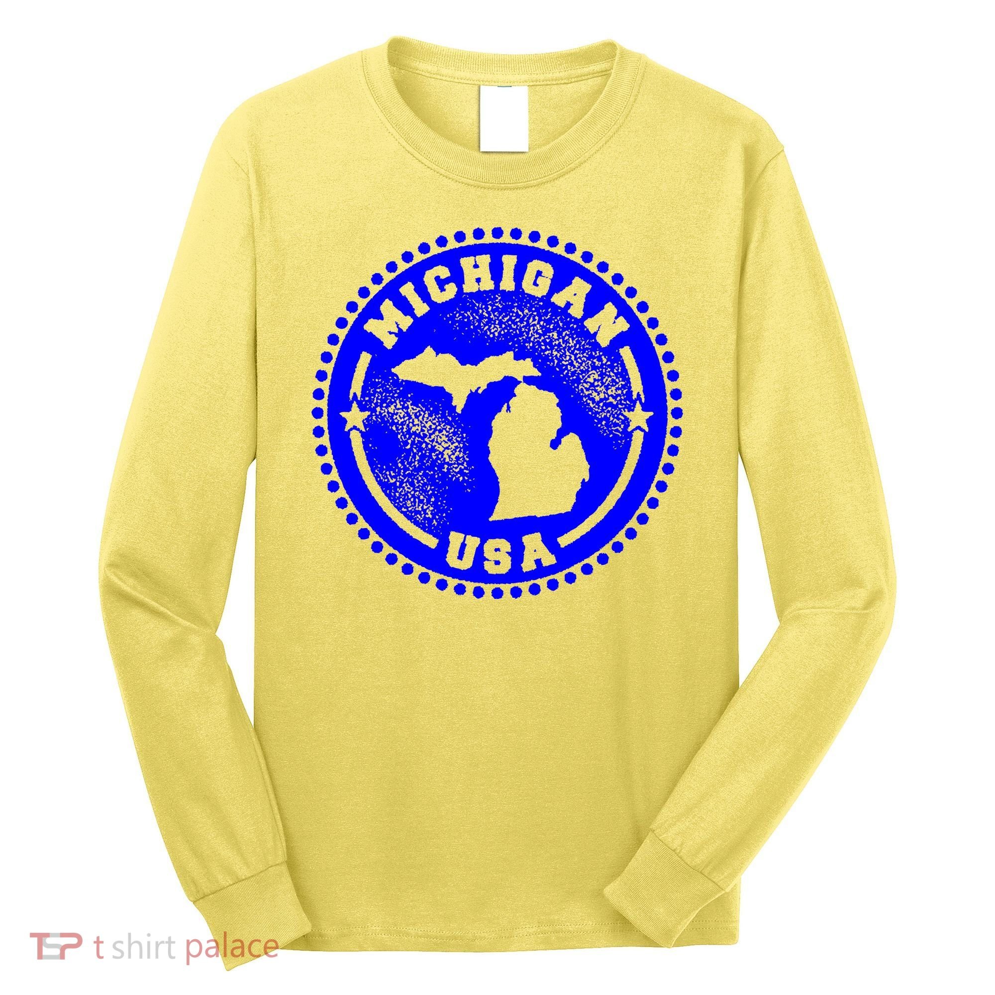 Michigan USA Blue Logo Long Sleeve Shirt