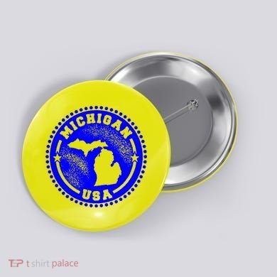 Michigan USA Blue Logo Button