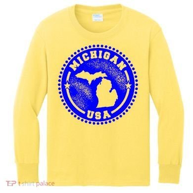 Michigan USA Blue Logo Kids Long Sleeve Shirt