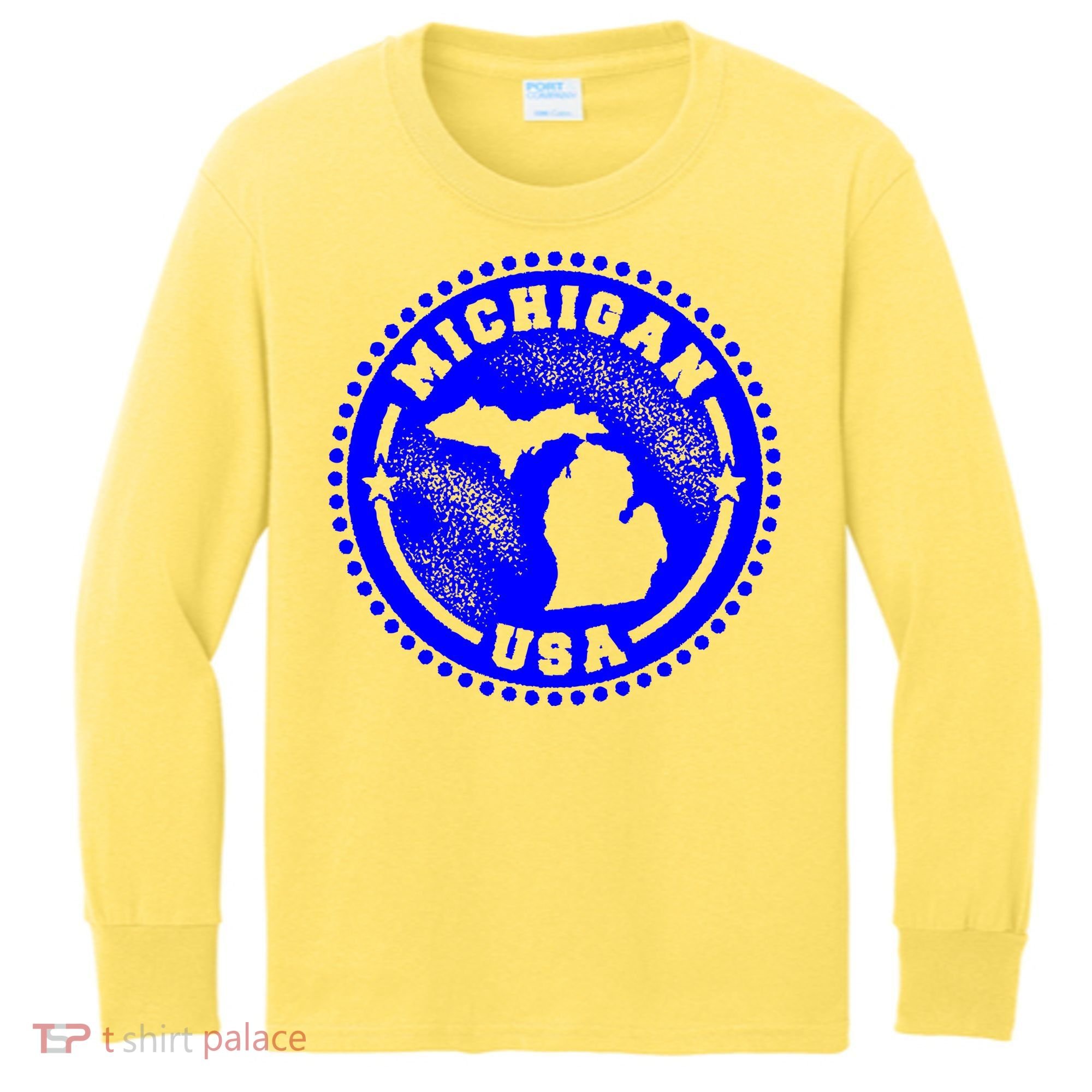 Michigan USA Blue Logo Kids Long Sleeve Shirt