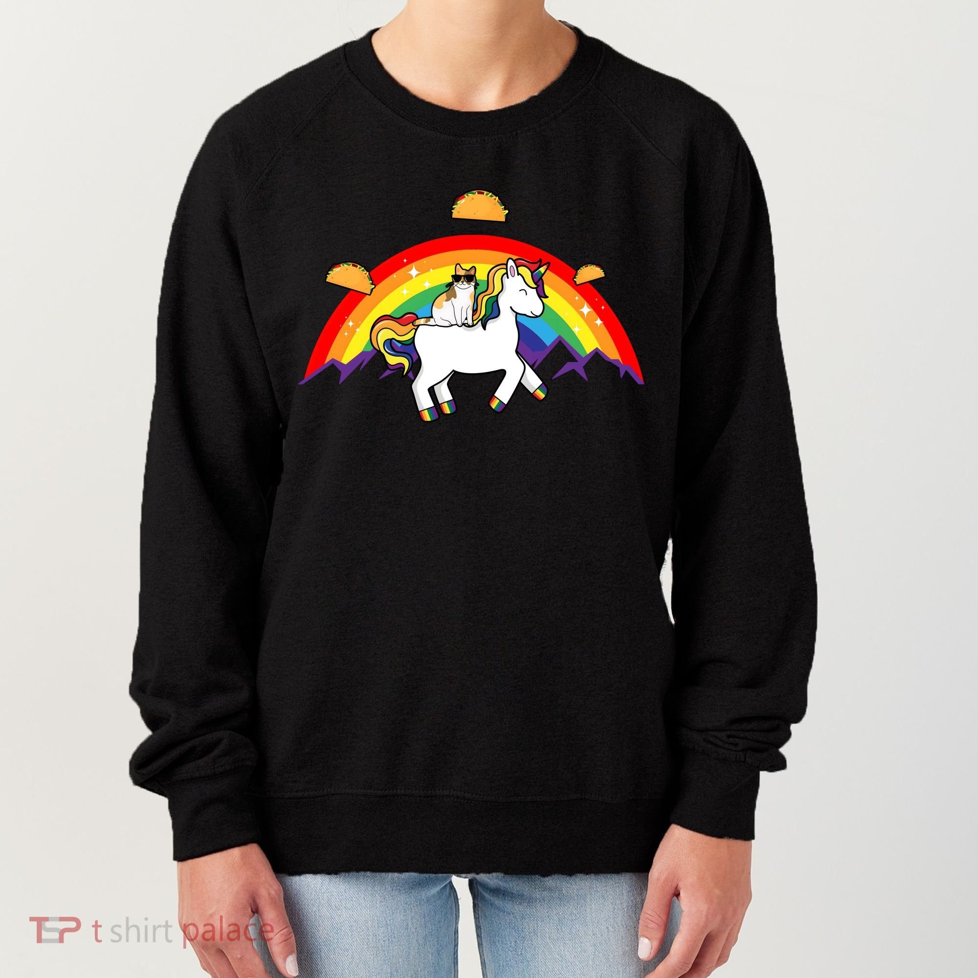 Magical Unicorn Cat Taco Rainbow Women's Sweatshirt