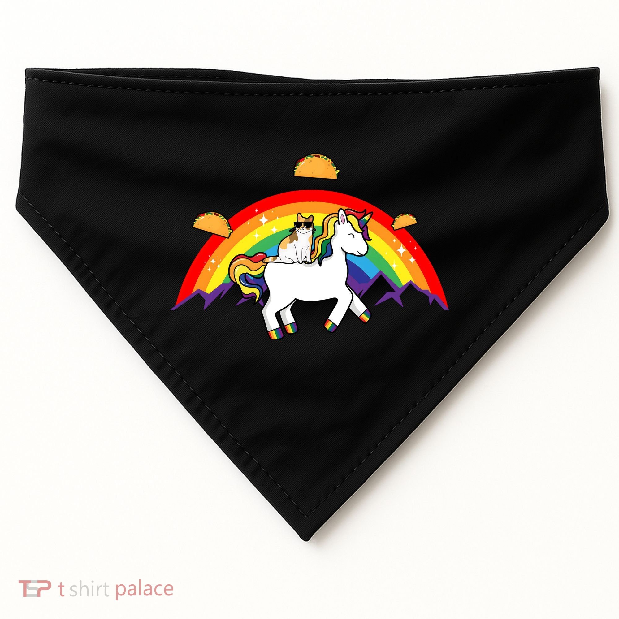 Magical Unicorn Cat Taco Rainbow USA-Made Doggie Bandana