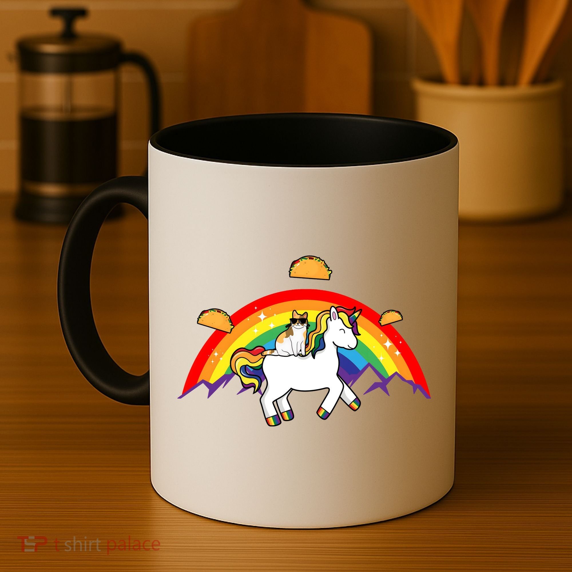 Magical Unicorn Cat Taco Rainbow Coffee Mug