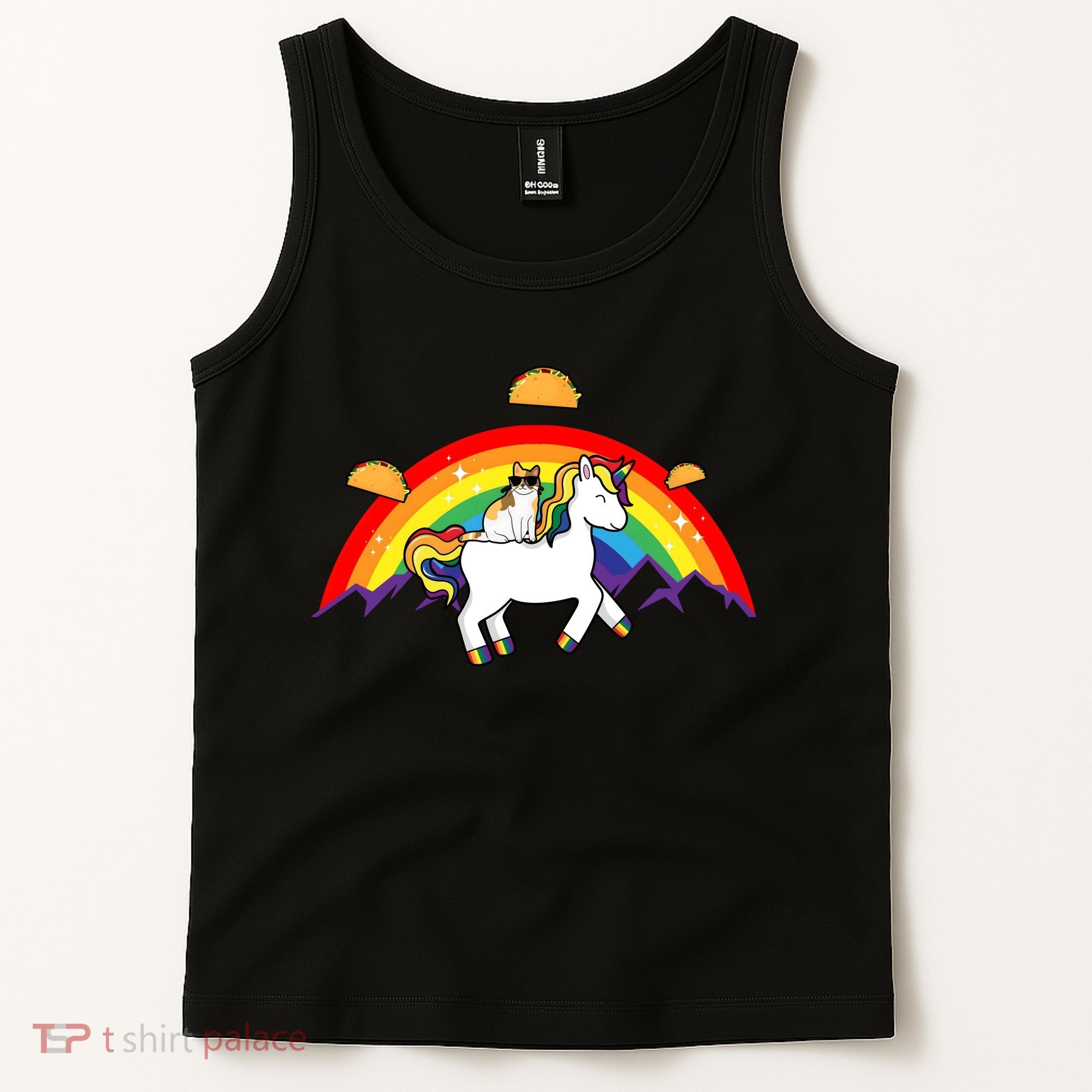 Magical Unicorn Cat Taco Rainbow Tank Top