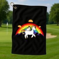 Magical Unicorn Cat Taco Rainbow Golf Towel thumb 1