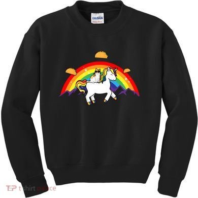 Magical Unicorn Cat Taco Rainbow Kids Sweatshirt