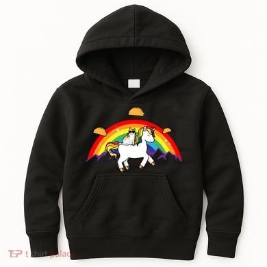 Magical Unicorn Cat Taco Rainbow Kids Hoodie