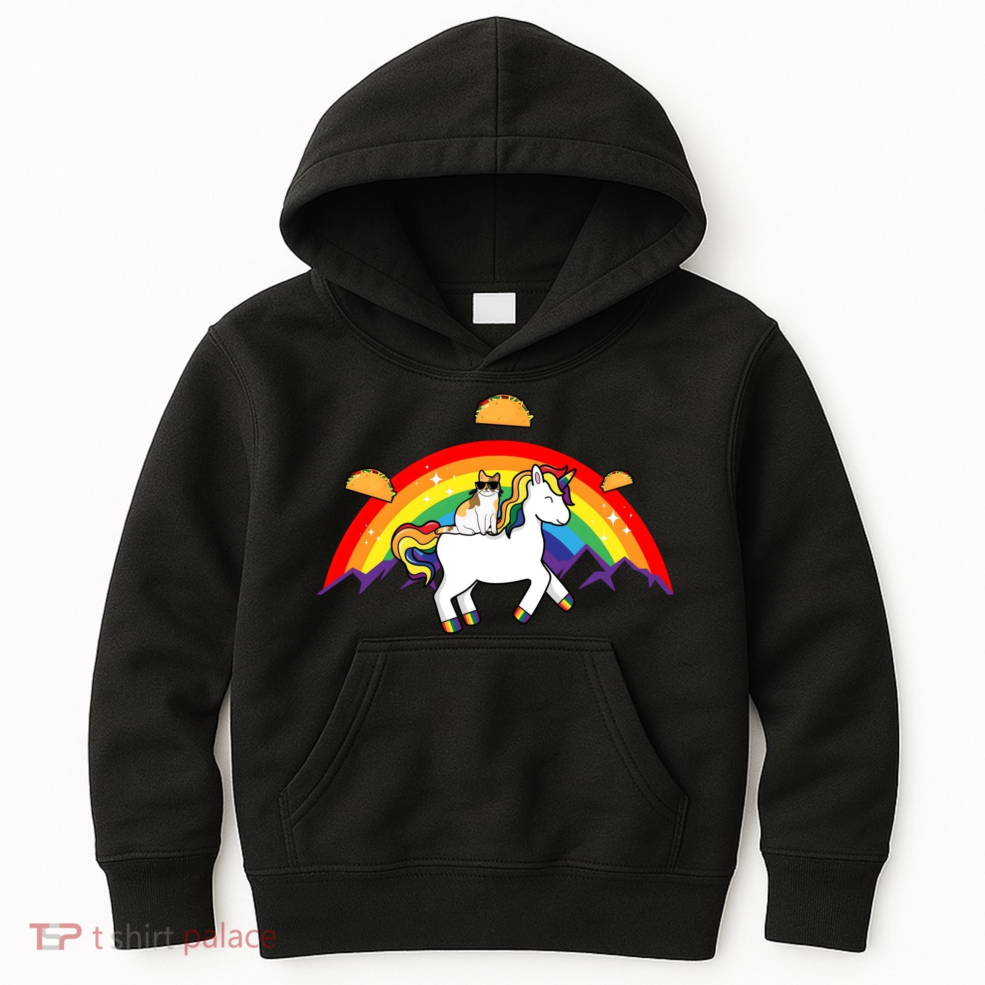 Magical Unicorn Cat Taco Rainbow Kids Hoodie