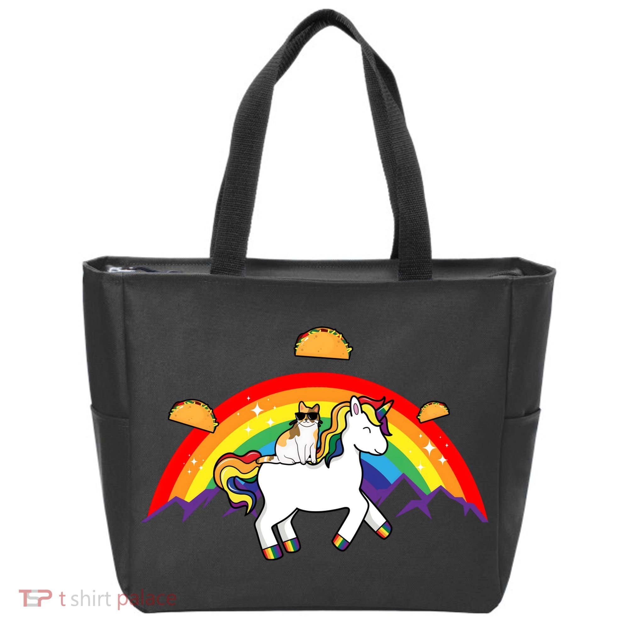 Magical Unicorn Cat Taco Rainbow Tote Bag