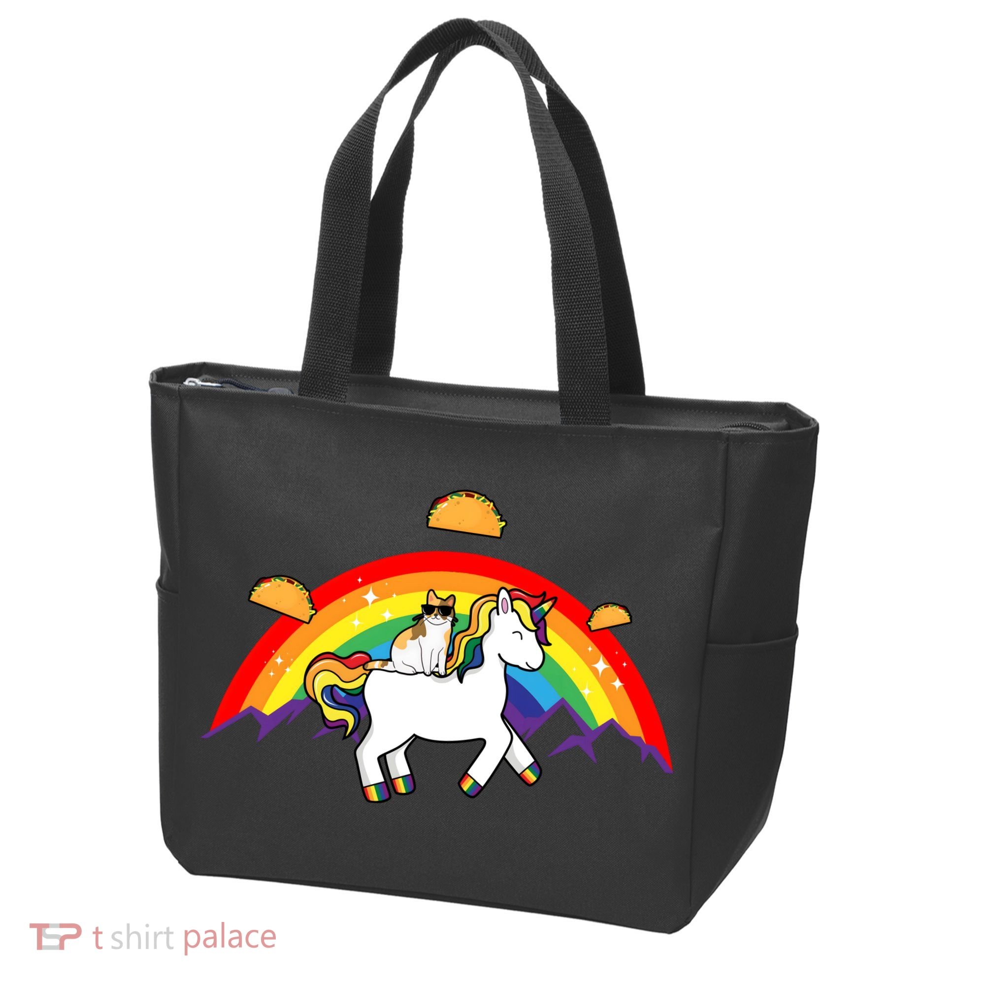 Magical Unicorn Cat Taco Rainbow Tote Bag